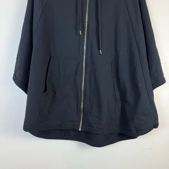 Ideology Womens Black Hooded Cape Jacket sz S/M Casual Outdoor Winter Zip Up - Picture 5 of 12